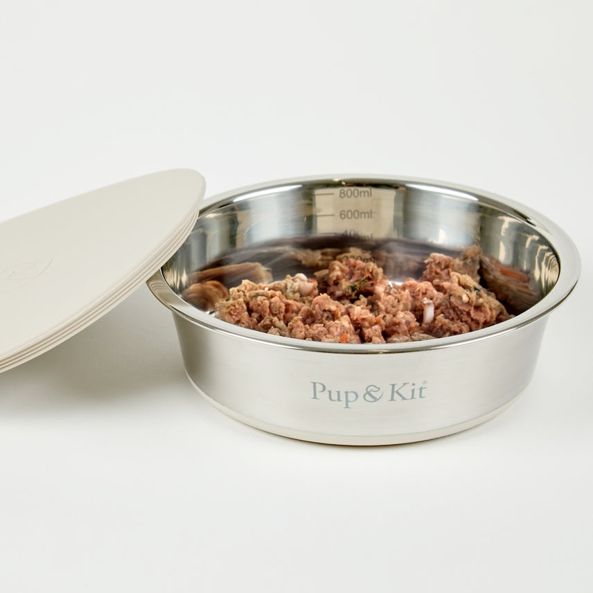 Pet Bowl with Stay-Fresh Lid Medium - Beige
