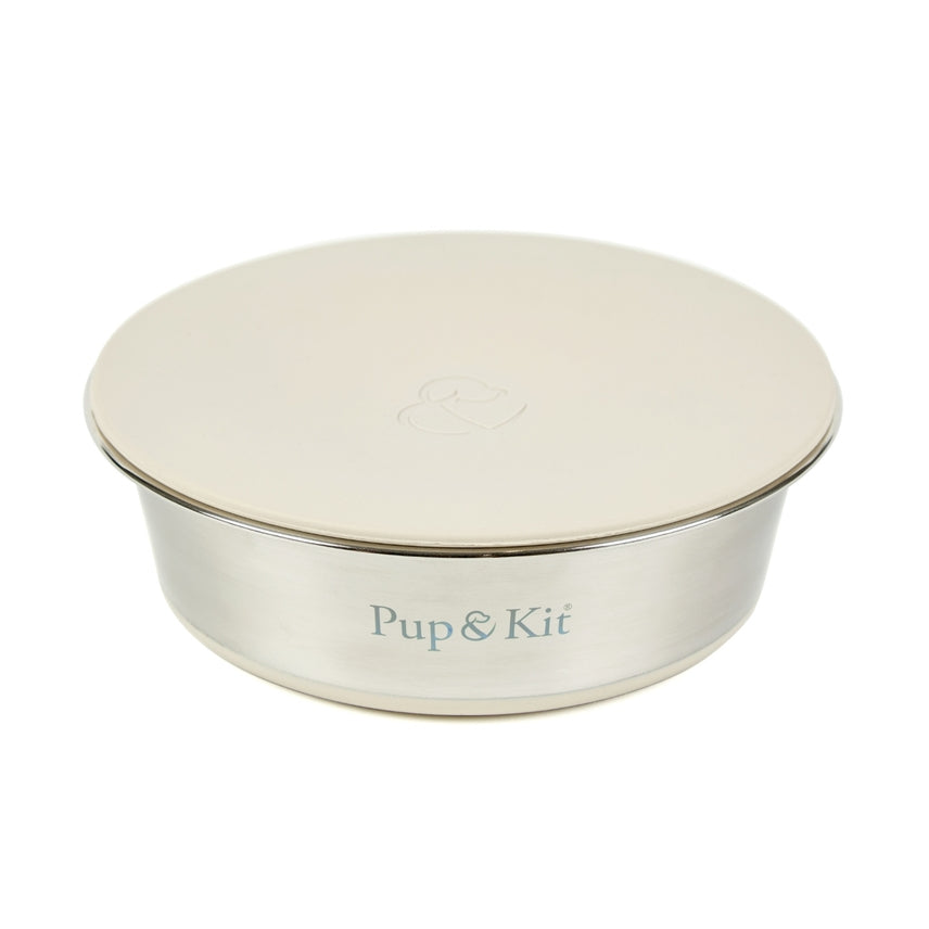 Pet Bowl with Stay-Fresh Lid Medium - Beige