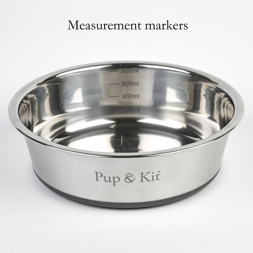 Pet Bowl with Stay-Fresh Lid Large - Grey
