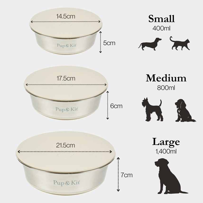 Pet Bowl with Stay-Fresh Lid Medium - Beige