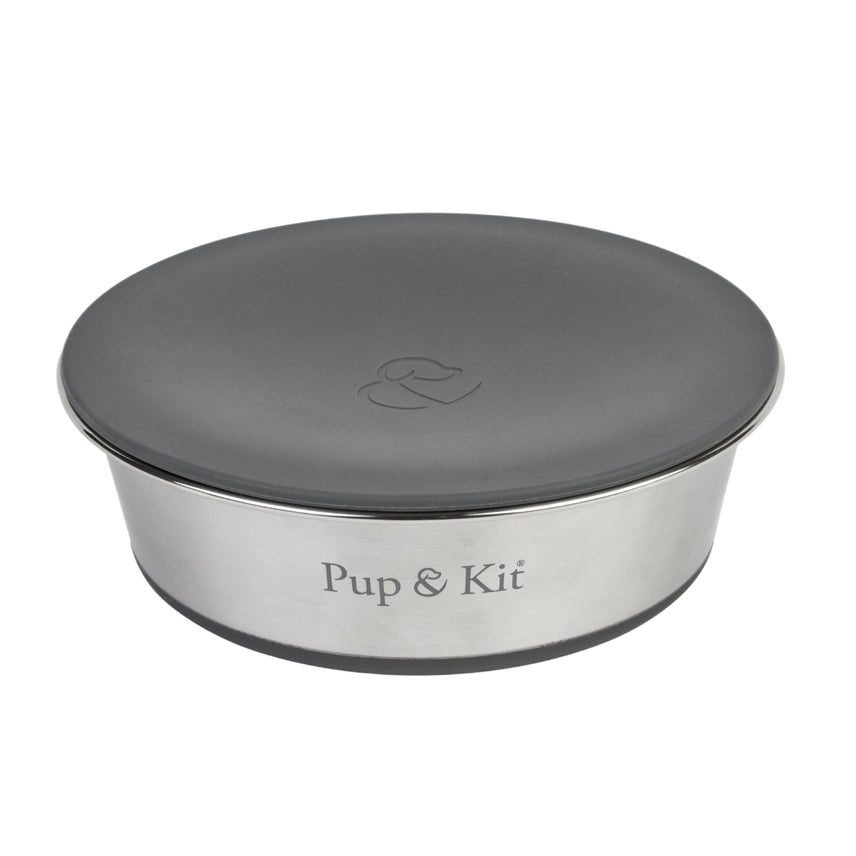 Pet Bowl with Stay-Fresh Lid Large - Grey